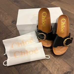 Chloe Lauren Flatform Sandal in Black Sz 6 (US)